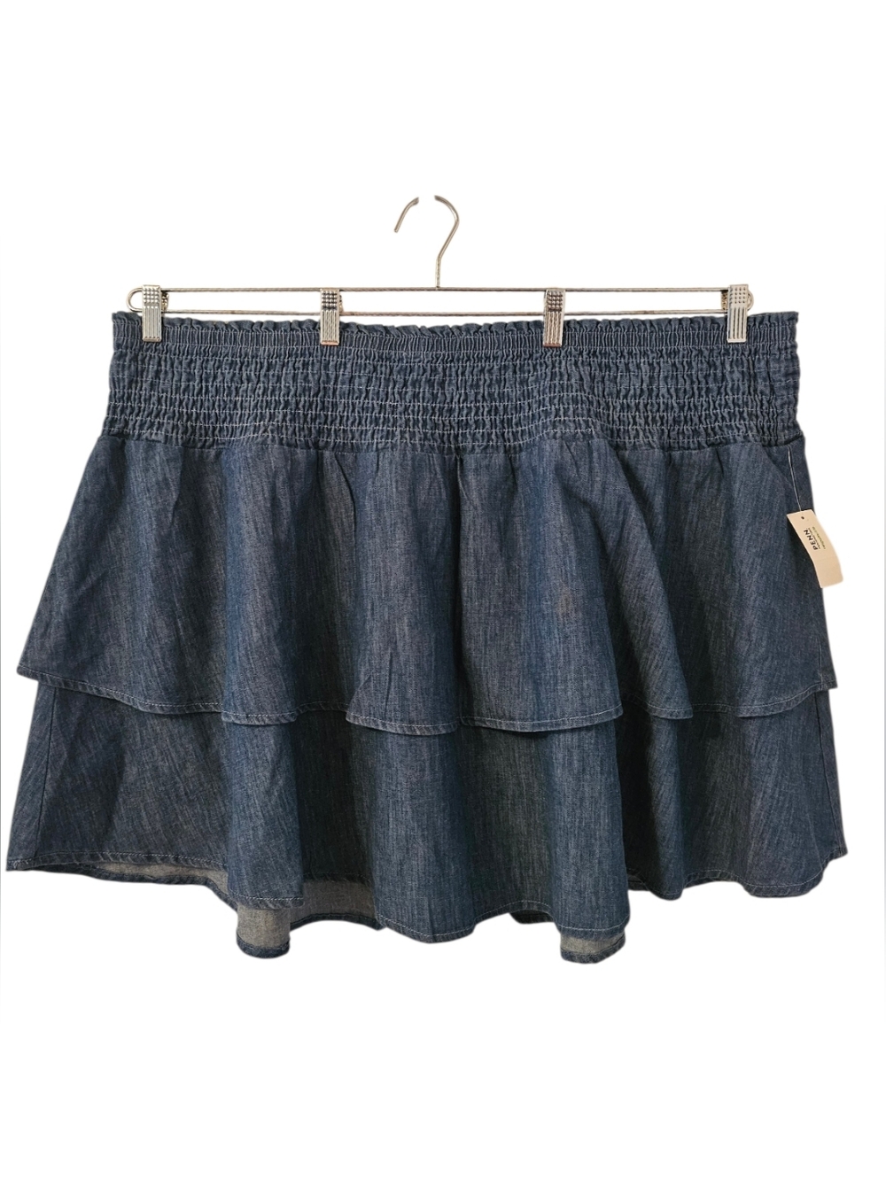 Blue D/C Jeans Penningtons Women's Pull-On Denim Short Ruffle Skirt